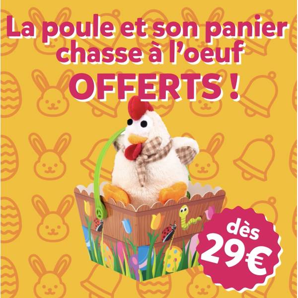 La poule et son panier de chasse à l’œuf OFFERTS