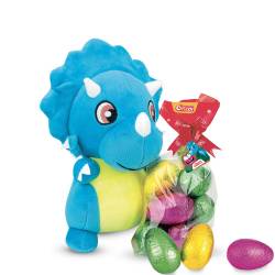 Peluche dinosaure avec composition d'œufs en chocolat au lait