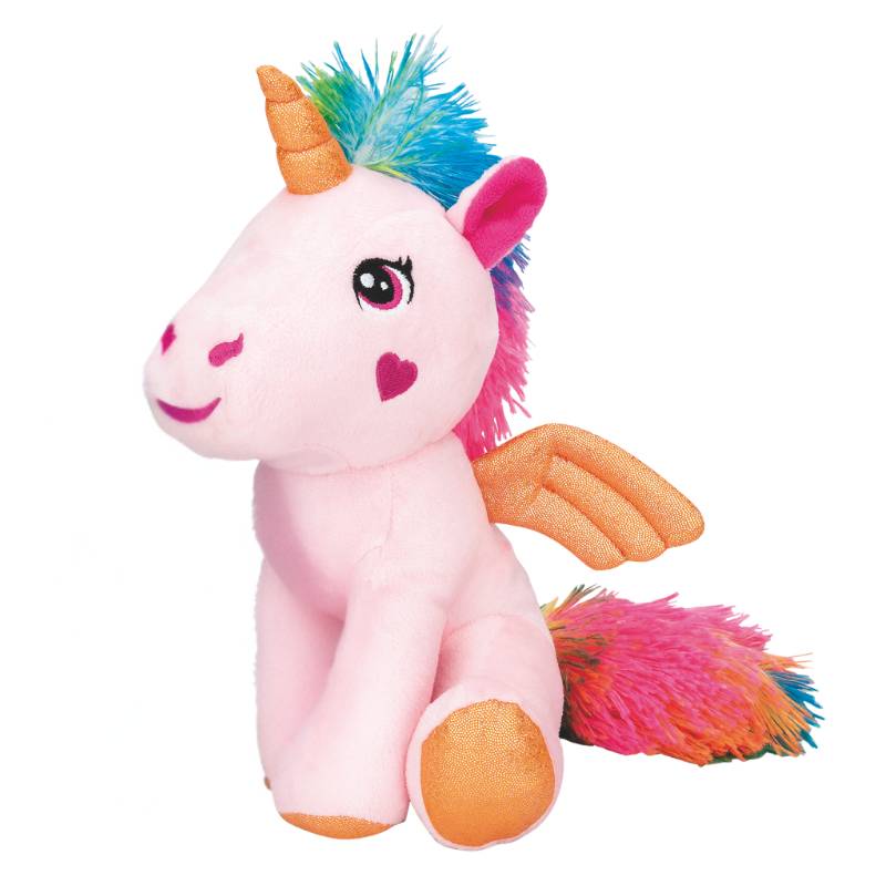 Peluche licorne avec coeur sur la joue