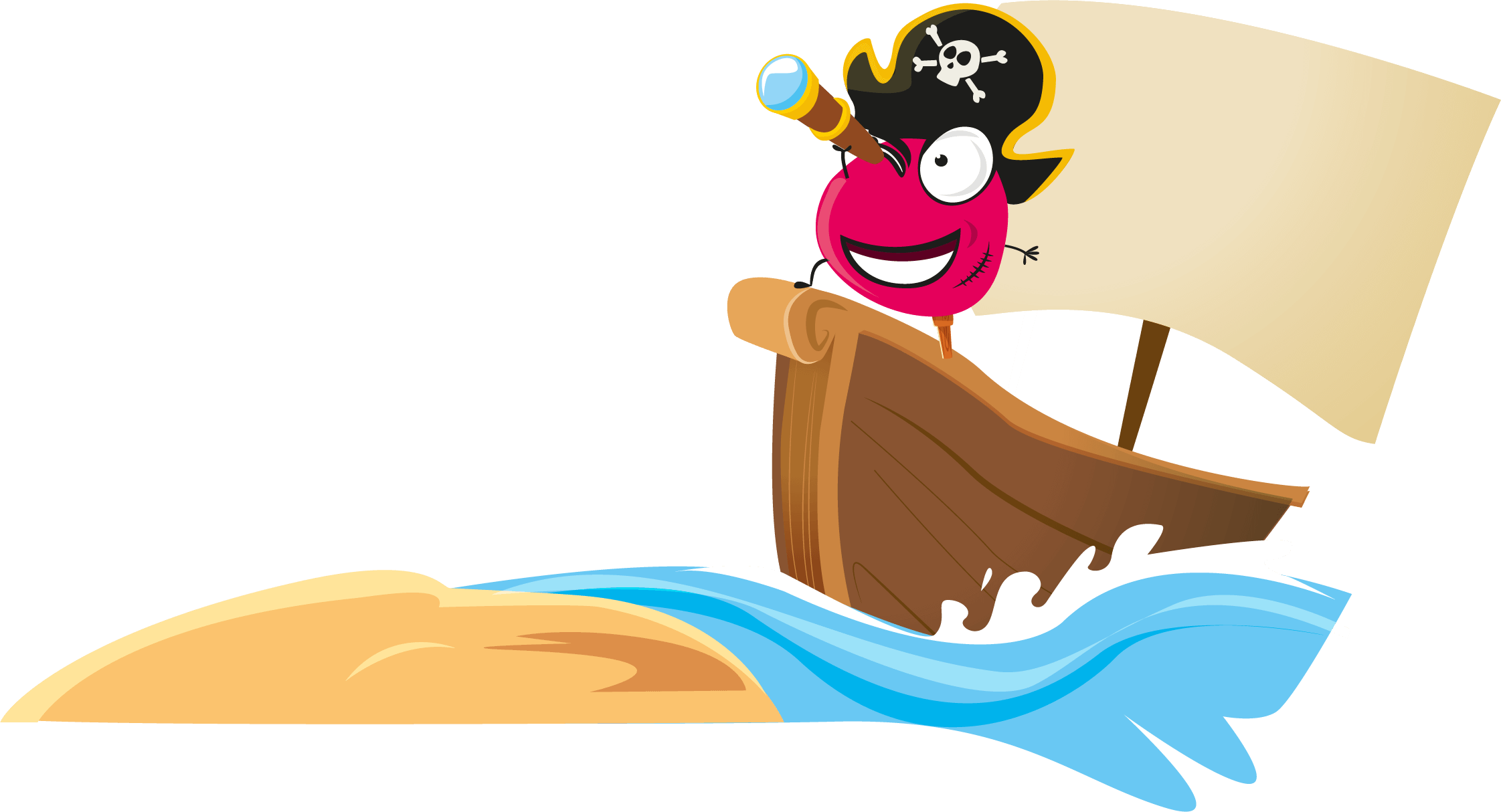 Fizzou sur son bateau de pirate